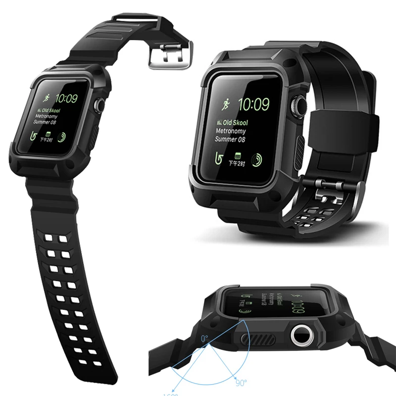 ТПУ резиновый ремешок для часов с защитным чехлом 38 мм 42 iWatch серии 3/2/1 Apple Watch