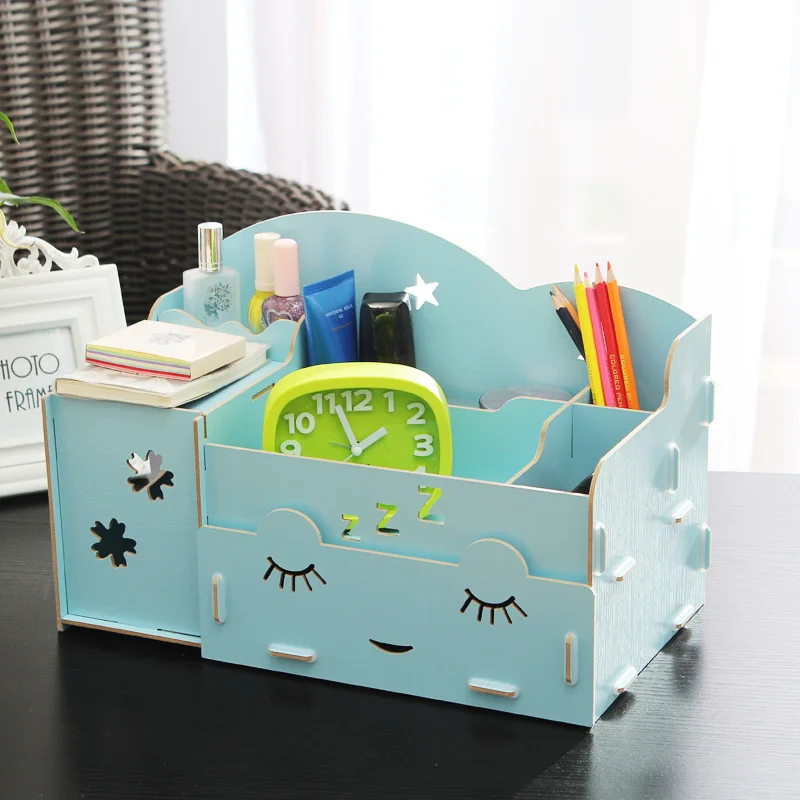 Органайзер для макияжа с 3 ящиками деревянная коробка хранения коробки салфеток