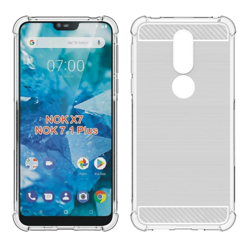Бренд gligle углеродное волокно противоударный мягкий чехол из ТПУ для Nokia 7 1 Plus (для
