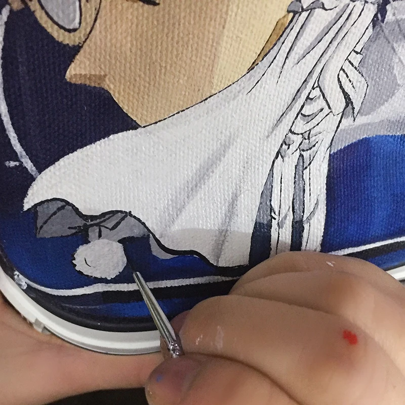 Вэнь синий Аниме дизайн с ручной росписью обуви на заказ Detective Conan Kid Phantom вор