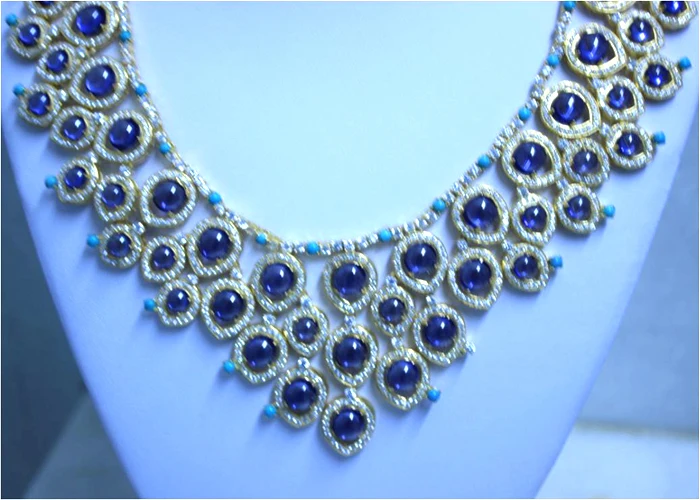 Новинка настоящее Qi Xuan_Fashion Jewelry_Dark Blue Stone свадебные ювелирные изделия Sets_S925