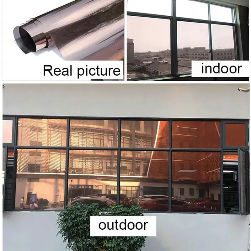 

One-way Perspective Solar Mirror Film Glass Film Window Stickers Anti-UV Tint Office Building Glass Window Decorative Film 300cm