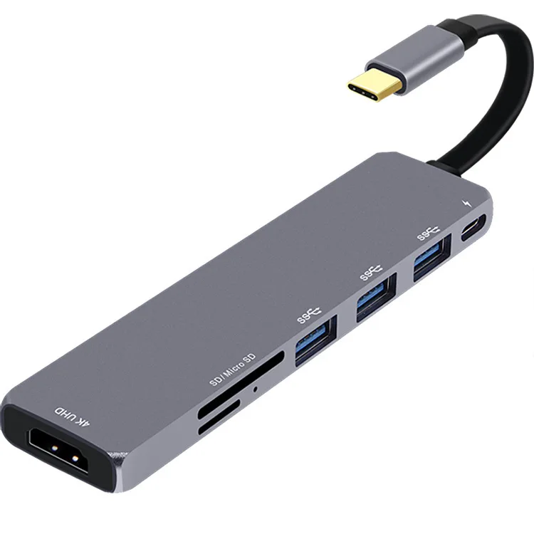 Серый Док-станция USB C для ноутбука USB 3,0 HDMI usb-хаб Fealushon для ноутбука Macbook Pro hp DELL поверхность lenovo samsung док-станция - Цвет: Серый