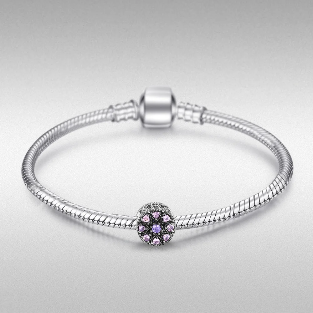 Jewelrypalace 925 Sterling Silver kaleidoscope Purple Murano Glass Cubic Zirconia Beads Charms Fit Bracelets Gift For Women | Украшения и