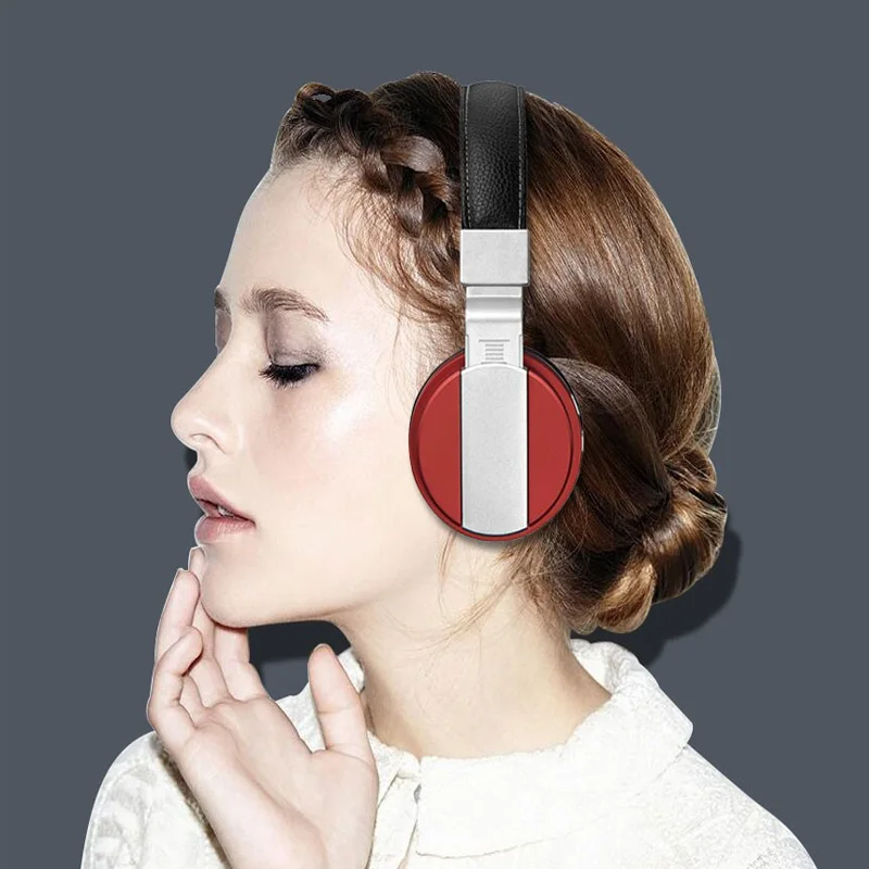 Беспроводные Складные Bluetooth наушники HLTON стерео гарнитура с басами TF AUX FM радио