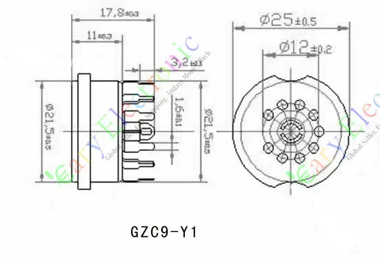 Опт и розница 4 шт. 9 Pin PCB Золотая вакуумная трубка розетка для SHUGUANG 12AX7 12AU7 аудио