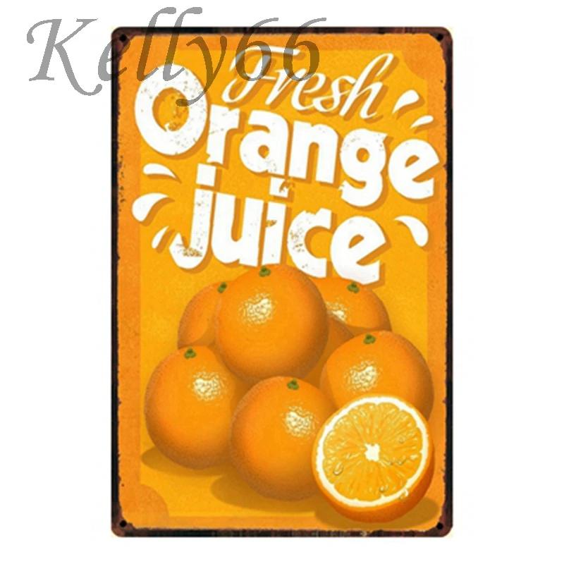 

[ Kelly66 ] ORANGE JUICE Metal Tin Sign Tin Poster Home Decor Bar Antique Wall Art Painting 20*30 CM Size y-1335