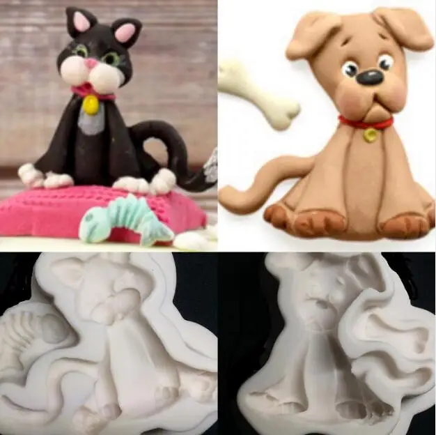 Высокое качество собака кость кошка рыба животное форма украшение торта