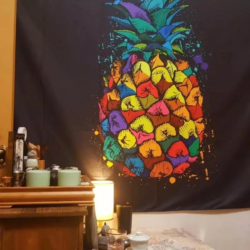 Тканевый коврик с драпировкой в виде черного ананаса и Льва 150x200 см | Дом сад