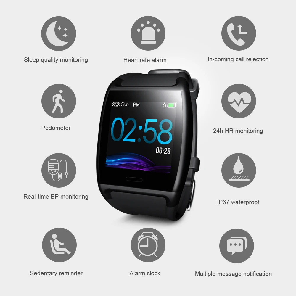 Активный трекер LEMDIOE с измерением пульса, умный браслет для фитнеса, спортивный браслет, монитор сна IOS Android.