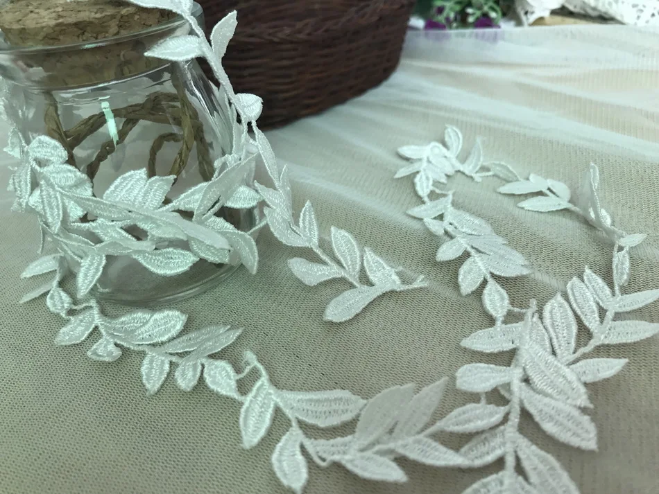 5 ярдов белая дизайнерская кружевная ткань в виде листа | Дом и сад