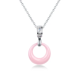 Pink Necklace Элегантное дизайнерское керамическое женское колье, чокер с кристаллами, ожерелье с кулоном для женщин, голубое, розовое, белое керамическое ювелирное изделие - Окраска металла: Pink Necklace