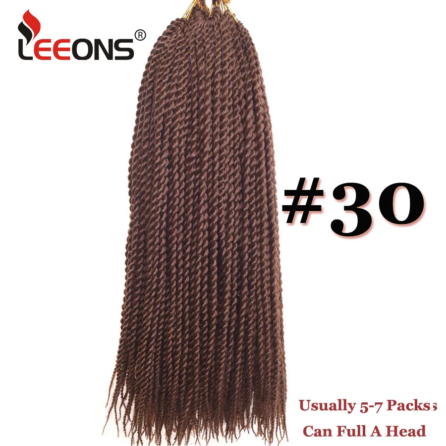 #30 Leeons, маленькие Сенегальские закрученные косички, 18 Дюймов, 30 корней, синтетические вязанные волосы для наращивания, Омбре, косички, 15 цветов - Цвет: #30