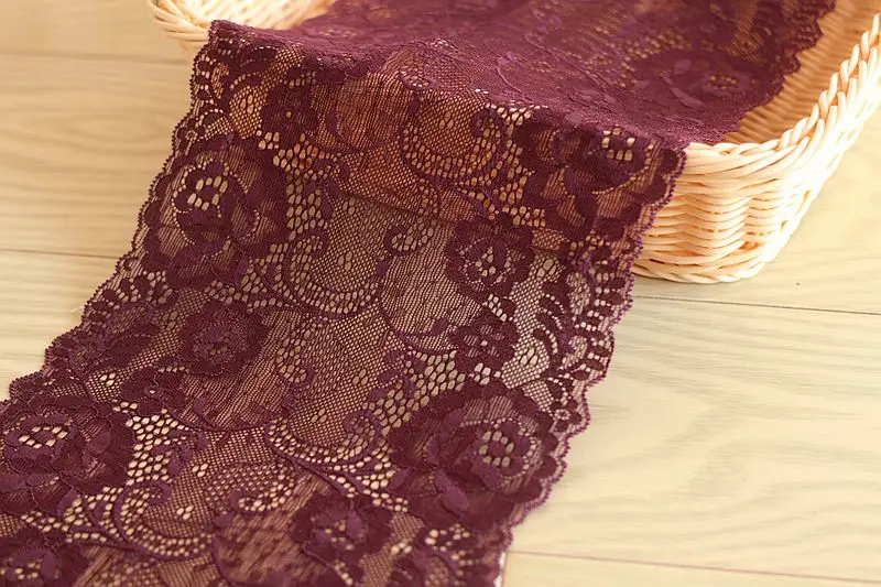 Широкая эластичная кружевная отделка глубокого пурпурного цвета, ручной работы, шириной 17 см, 2 ярда в упаковке, для украшения волос и нарядов свадебных платьев и юбок.