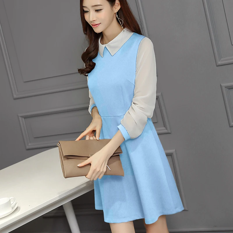 Женщины Цвет Блока Повседневная Мини Платья 2017 Новый Летний Стиль Черный белый