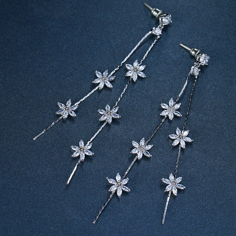 

Bilincolor fashion long six flowers korean drop female earrings for brides