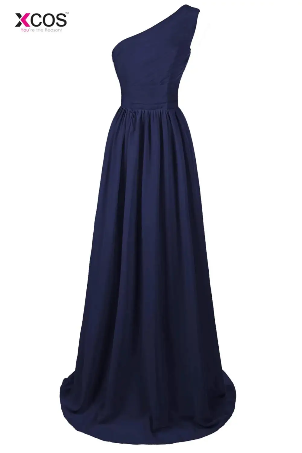 Navy Blue XCOS арбуз новые элегантные, на одно плечо Длинные свадебные платья женские длиной до пола шифоновые свадебные платья - Цвет: Navy Blue