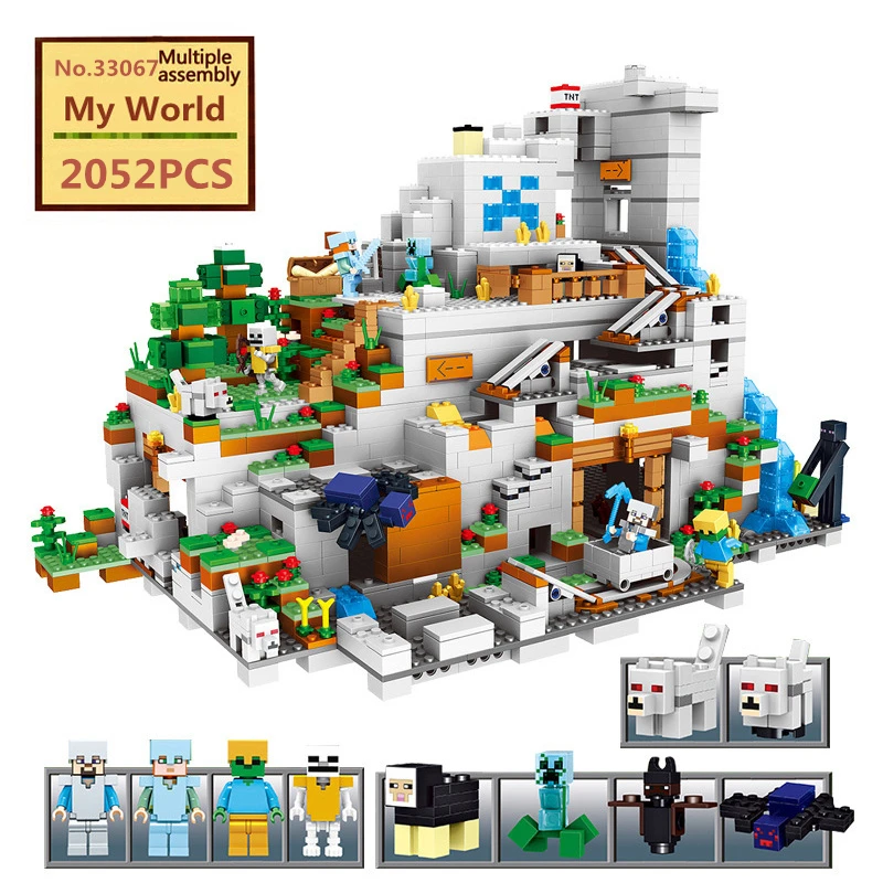 Мой Мир Совместимость LegoINGlys 21137 Minecrafter в горной пещере зомби строительные блоки