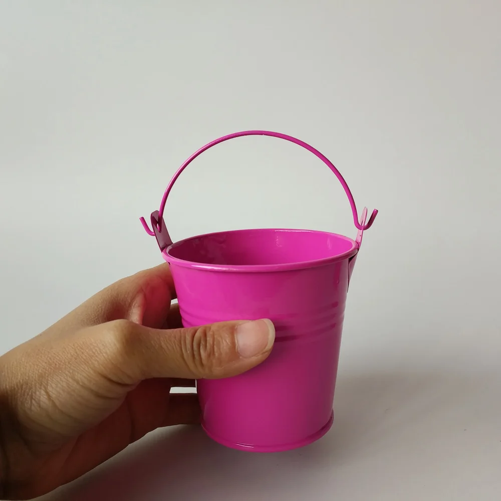 rose red 10 шт./лот, D7.5* H7.5CM белое жестяное ведро, мини бочонок, чистые маленькие ведра, металлические стволы, декоративные плантаторы и горшки - Цвет: rose red