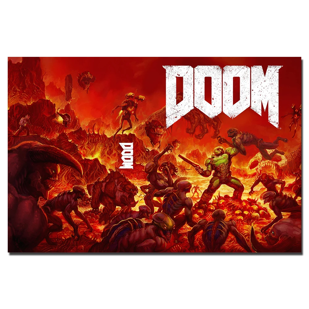 Doom игра постер холст ткань печать живопись для домашнего декора настенные