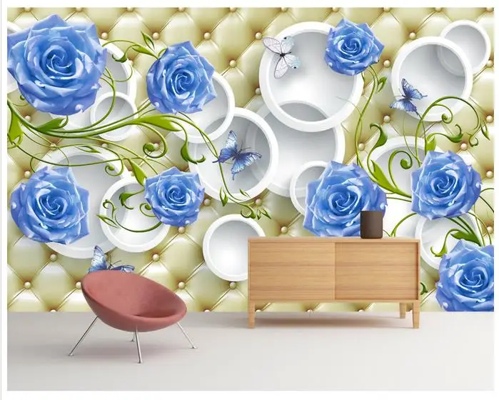 Custom photo wallpaper 3d murals wall Modern fashion blue rose elegant soft package 3D stereo background papers home decor | Обустройство