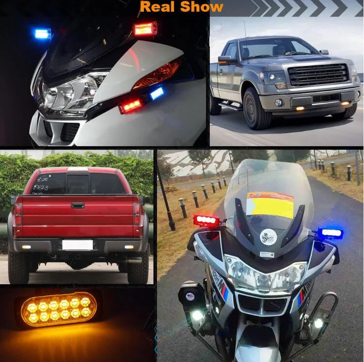 4x12LED Янтарный светильник аварийный предупреждающий стробоскоп мигающий