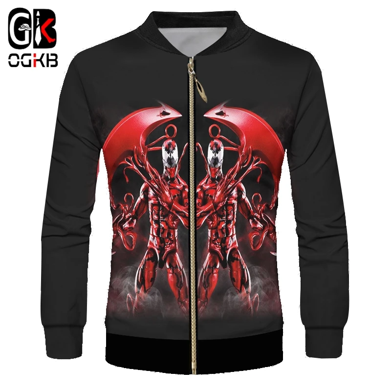 OGKB 2019 мужская куртка с забавным принтом red Venom 3d пальто мужские хип хоп бейсбольные куртки на молнии длинным