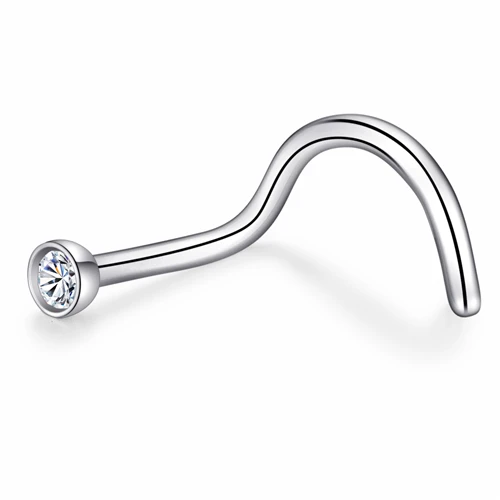 2mm Clear round CZ GAGABODY 20 г шпильки для носа хирургические стальные Цветочные ноздри штифты, винты Сердце Звезда кольцо для носа обруч Пирсинг для тела Сердце нос шпилька - Окраска металла: 2mm Clear round CZ