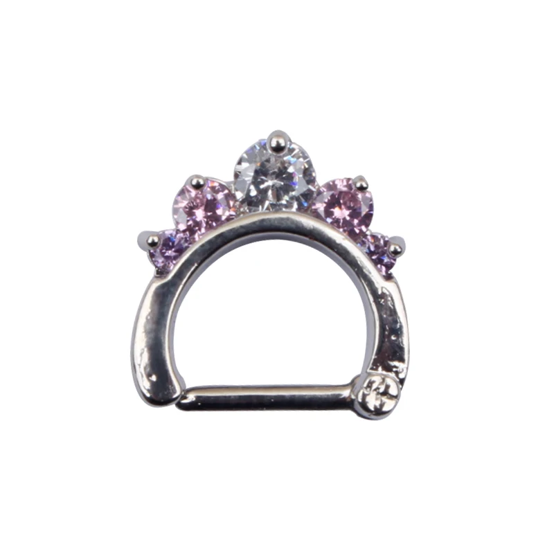 1pcs Crystal Septum Clicker Ring Hanger Clip On Non Piercing Zircon Nose Hoop Body Jewelry | Украшения и аксессуары