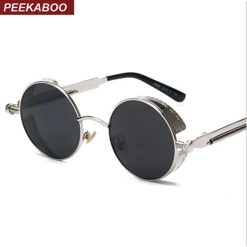 Peekaboo, высокое качество, Ретро стиль, женские круглые солнцезащитные очки, стимпанк, металлическая оправа, Ретро стиль, круглые солнцезащитные очки, мужские, женские, зеркальные, uv400