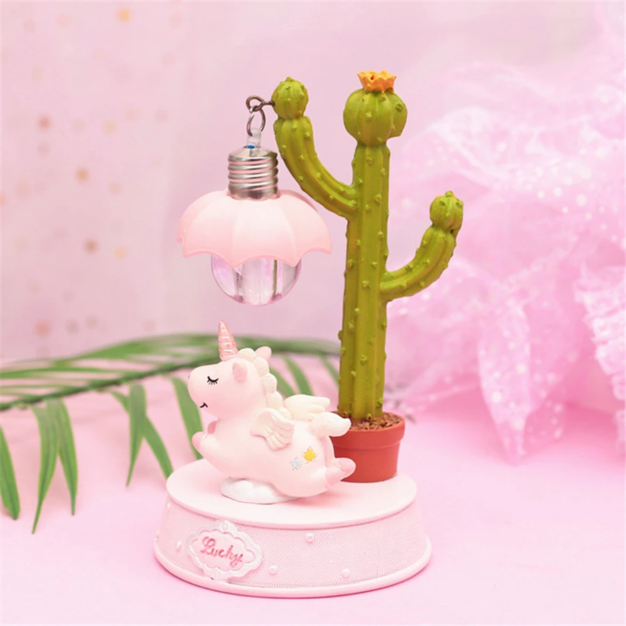 LED Night Light resin Moon Unicorn Cartoon Baby Nursery Lamp Breathing for Children Kid Girl Toy Christmas Gift | Лампы и освещение