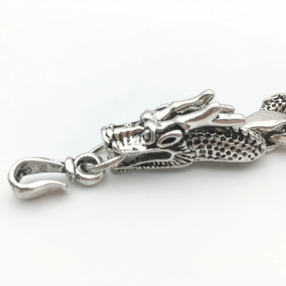 1 Pc Gothic Alloy Jewelry Classic Ancient Silver Carved Dragon Bracelet Male Men's Biker Chain | Украшения и аксессуары