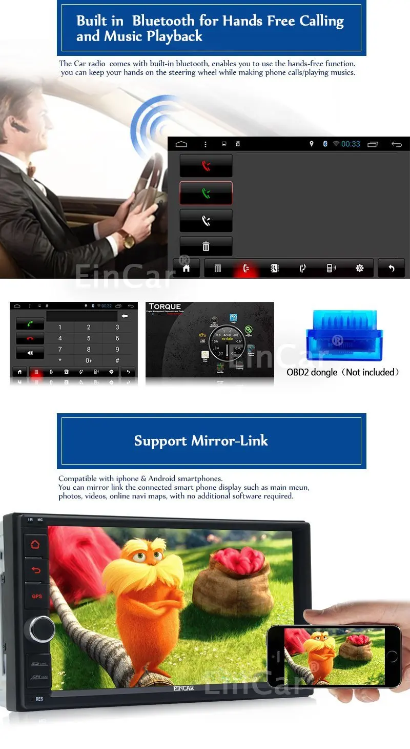 Android 5 1 автомобильный dvd мультимедийный сенсорный экран два 2 Din gps навигация