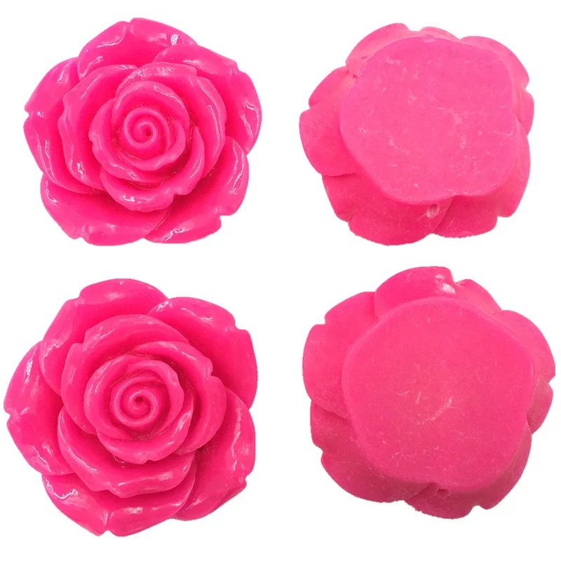 

5Pcs Dome Seals Cabochons Cameos Luggage Ornament Fuchsia Rose Flower Shape Resin Crafts DIY Findings 43mm