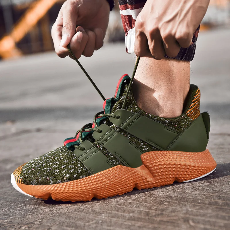 2018 Весенняя повседневная мужская обувь с вязаным верхом дышащая модная для