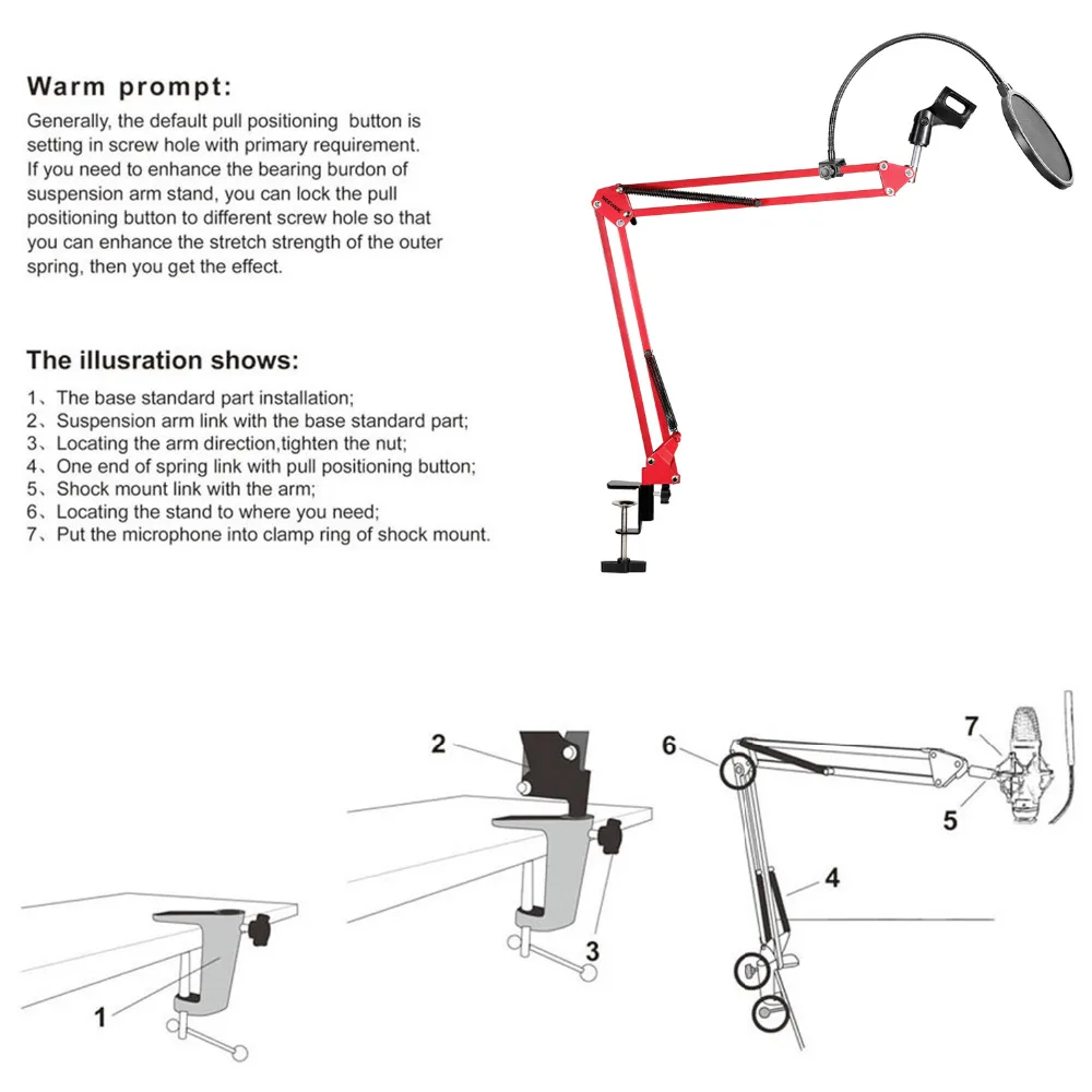 Настольный держатель Neewer для микрофона с подвеской и ножничным рычагом