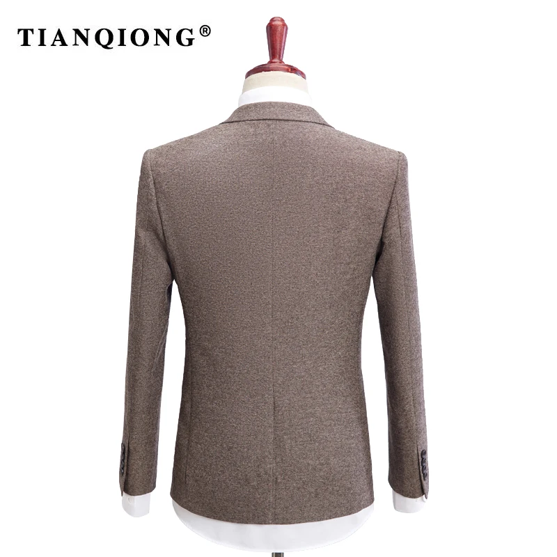 TIAN QIONG Brand Khaki Groom Wedding Suit Men 2018 Spring Autumn Slim Fit 3 Piece Business Suits High Quality Men's Dress | Мужская