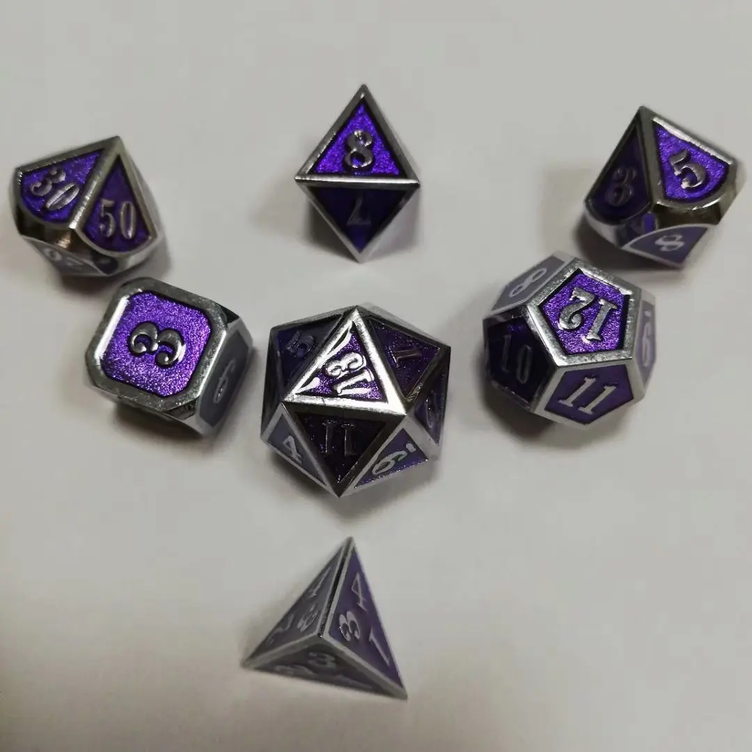 Фабрика Rpg кости многогранные наборы металла Dnd Подземелья и Драконы настольные игры цинковый сплав синий кубики цифровой узор D20 10 8 12