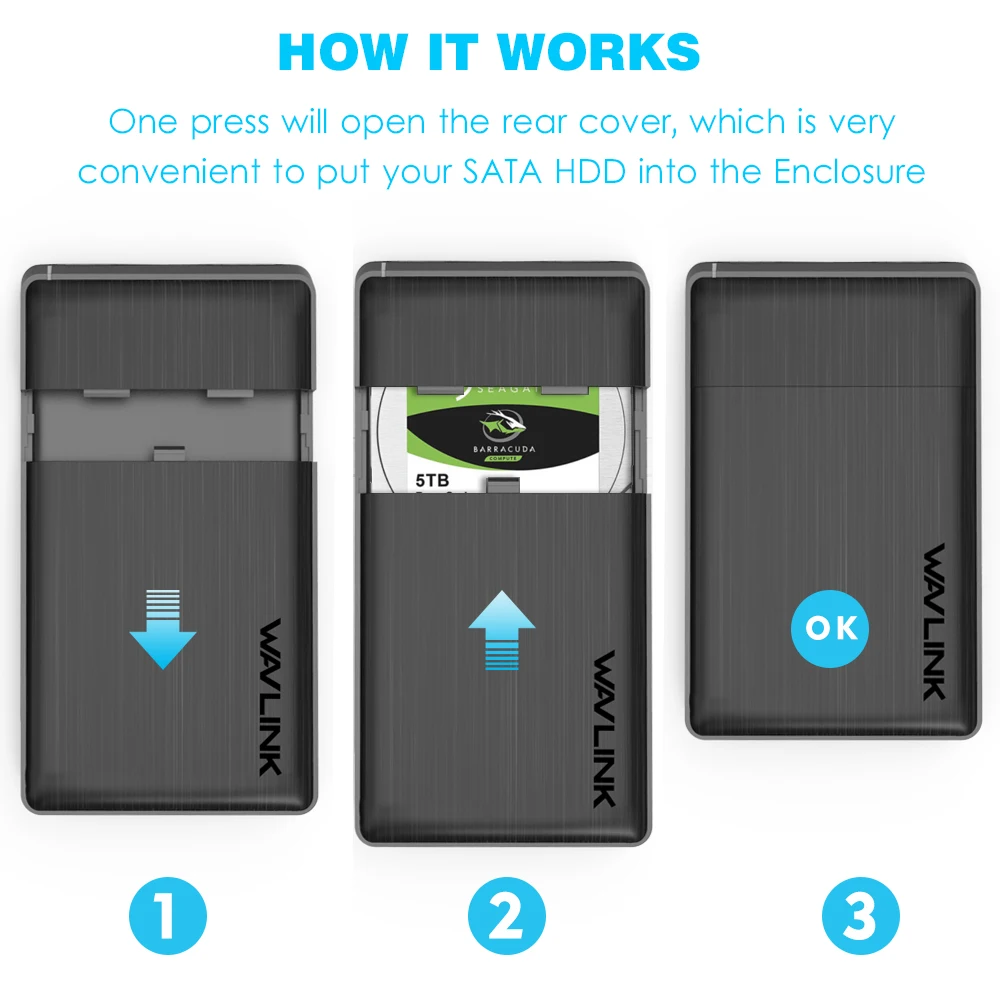 Wavlink 3 шт. SATA USB3.0 корпус жесткого диска внешний HDD USB Microphone для Windows/Mac|Корпус диска| |