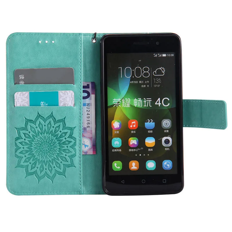 Роскошный чехол бумажник из искусственной кожи для Huawei Honor 4C откидной Чехол