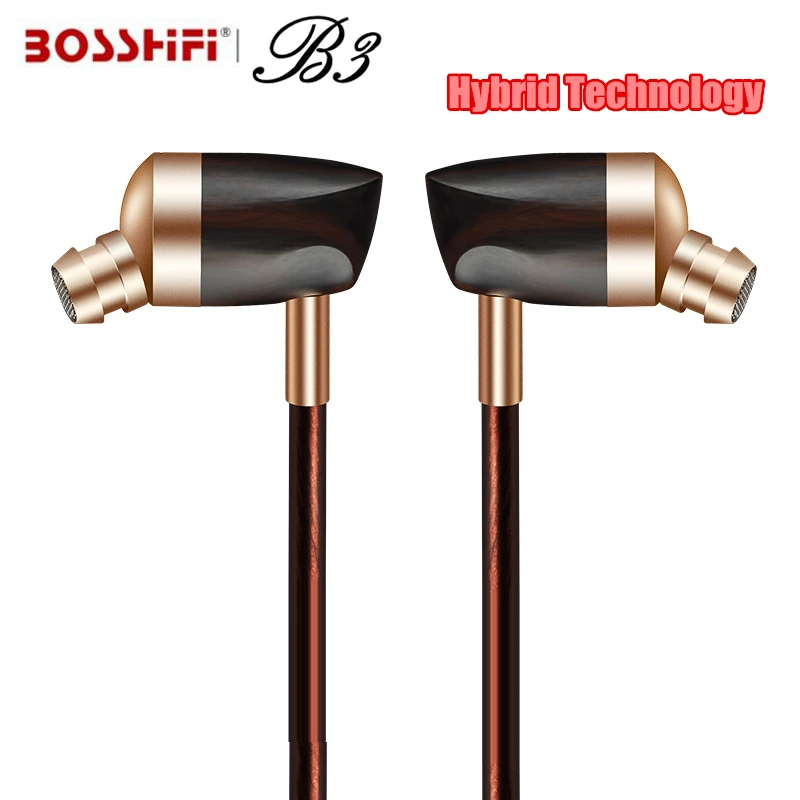 2017 Blon B3 Новые динамические и арматурные 2 шт. деревянные наушники HIFI черное дерево