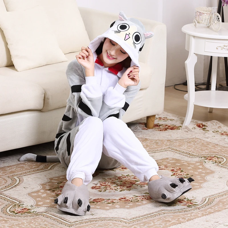 Мягкие пижамы с мультяшным сыром и котом для взрослых Кигуруми фланелевая