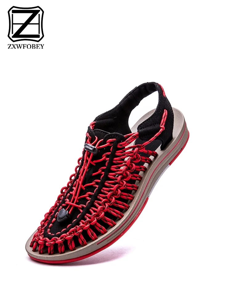 

ZXWFOBEY Men Sandals Male Fashion Woven shoes Shoes 2019 Hot Sell Summer Beach Slippers Casual Sneakers Outdoor