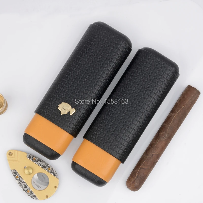 Дорожный Портативный кожаный чехол для сигар COHIBA из кедрового дерева подходит 2