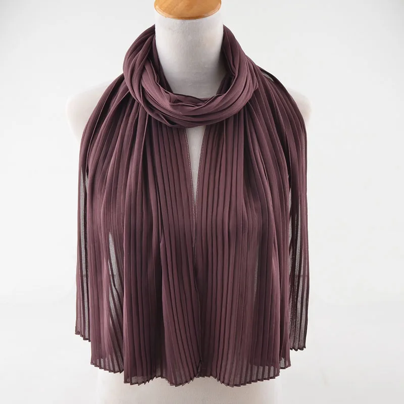 2018 плиссированный шифоновый шарф простой высокого качества мятый мусульманский