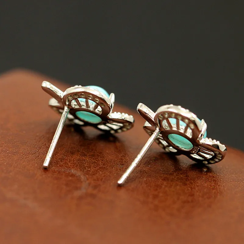 Женские серьги-гвоздики из серебра 100% пробы с цирконом | Украшения и аксессуары