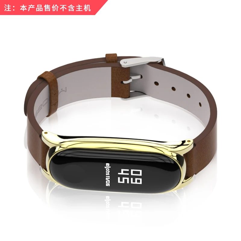 Для Mi Band 3 ремешок металлический каркас PU кожаный для Xiaomi Аксессуары