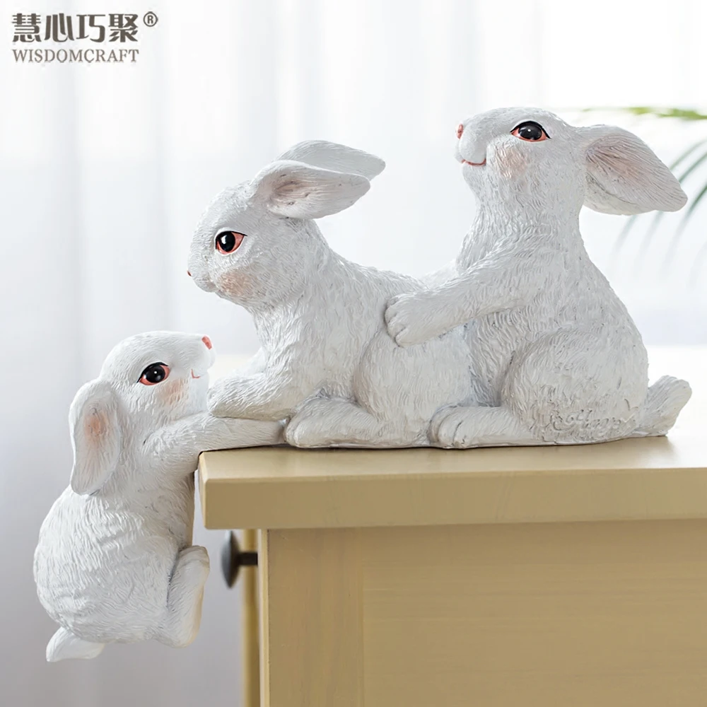 Creative Rabbit Furnishing Articles Minitures Taxidermy Animals Resin Home Decoration Accessories Contracted Desk | Дом и сад