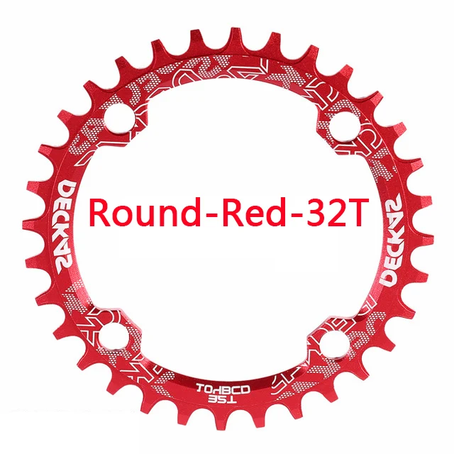 Round-Red-32T DECKAS цепь 96BCD узкая широкая сеть MTB кольцо Горная дорога велосипед круглая/Овальная Цепь 32-38T Fit SHIMANO XTR, XT, SLX - Цвет: Round-Red-32T