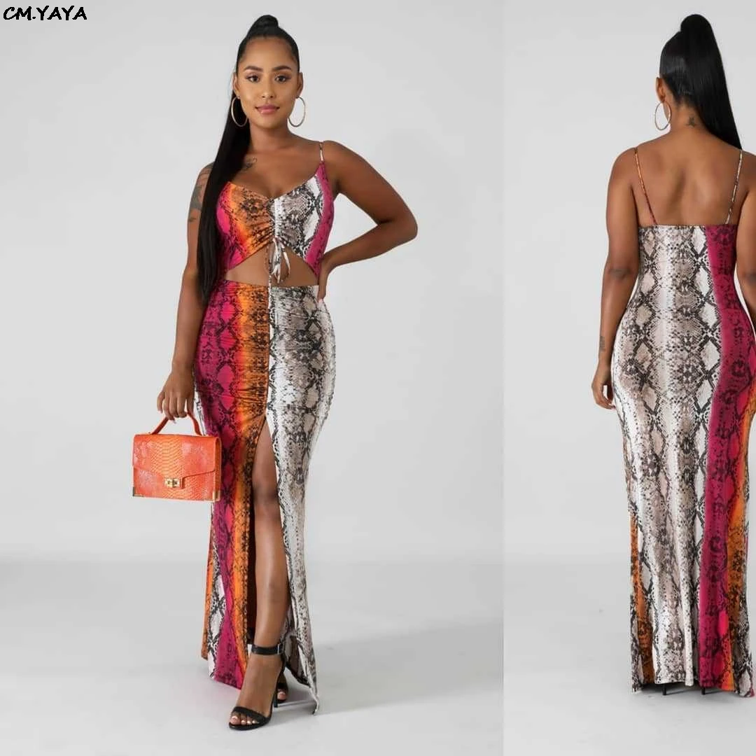 2019 для женщин Новинка лета цветные принт змеиной кожи на тонких бретелях с v